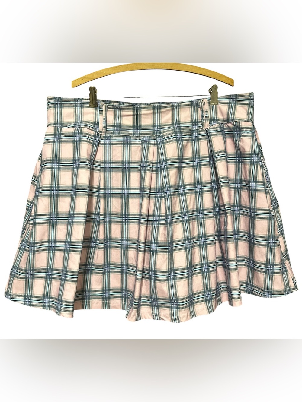 Thrill Women’s Pink & Blue Plaid Skater Derby Skirt SZ 3X